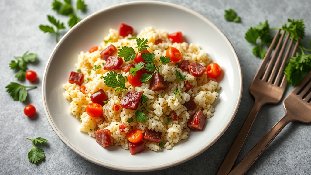 Cauliflower Rice Medley with Canadian Bacon