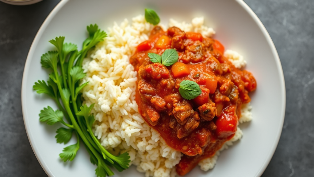 Cauliflower Rice with Ground Turkey Tomato Sauce