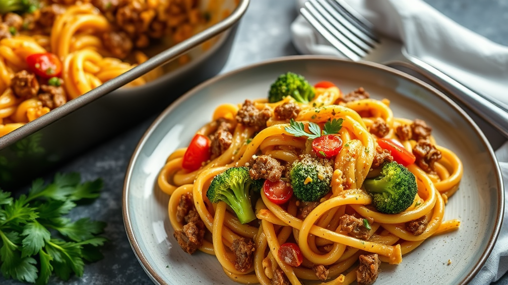 Cheesy Beef and Broccoli Pasta Bake