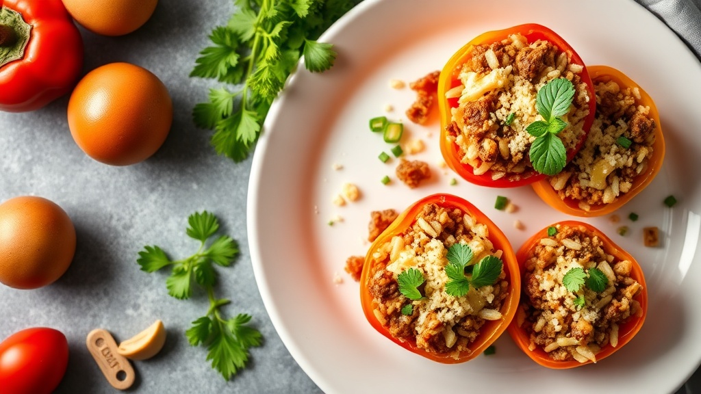 Cheesy Beef and Rice Stuffed Peppers