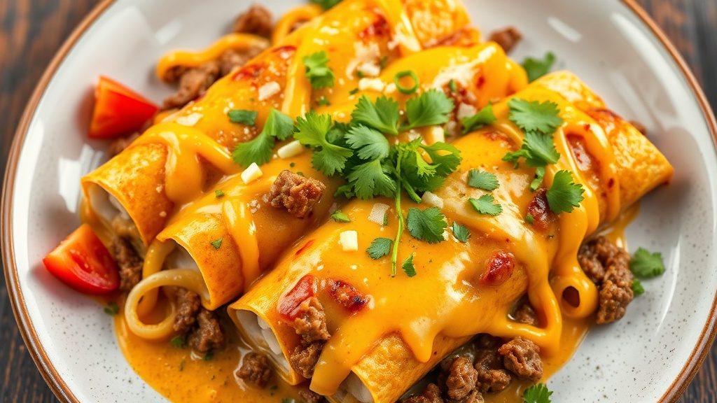 Cheesy Beef and Veggie Enchiladas