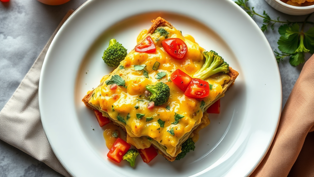 Cheesy Broccoli and Bell Pepper Breakfast Bake