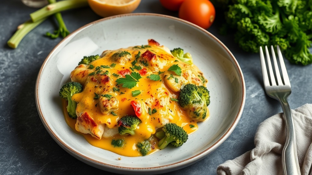 Cheesy Broccoli Chicken Egg Bake