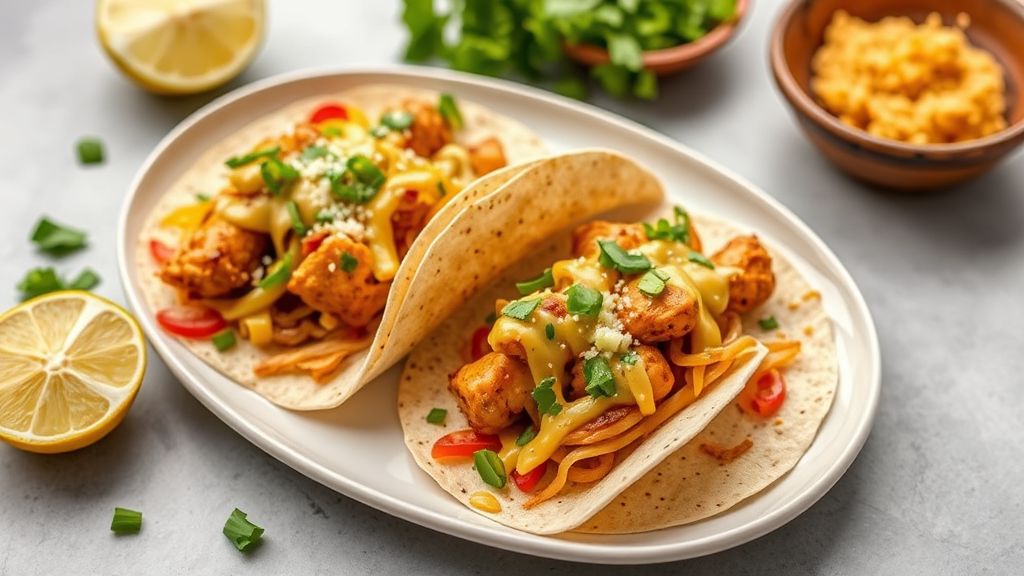 Cheesy Garlic Chicken Tacos