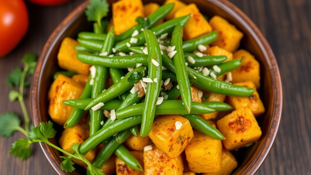 Cheesy Green Bean and Yams Bake