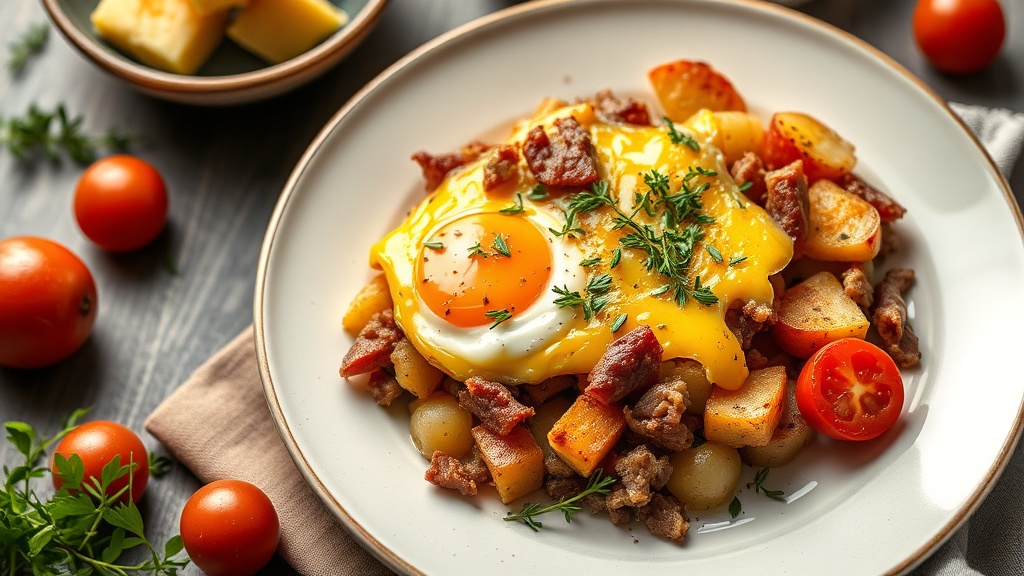 Cheesy Ham and Potato Breakfast Bake