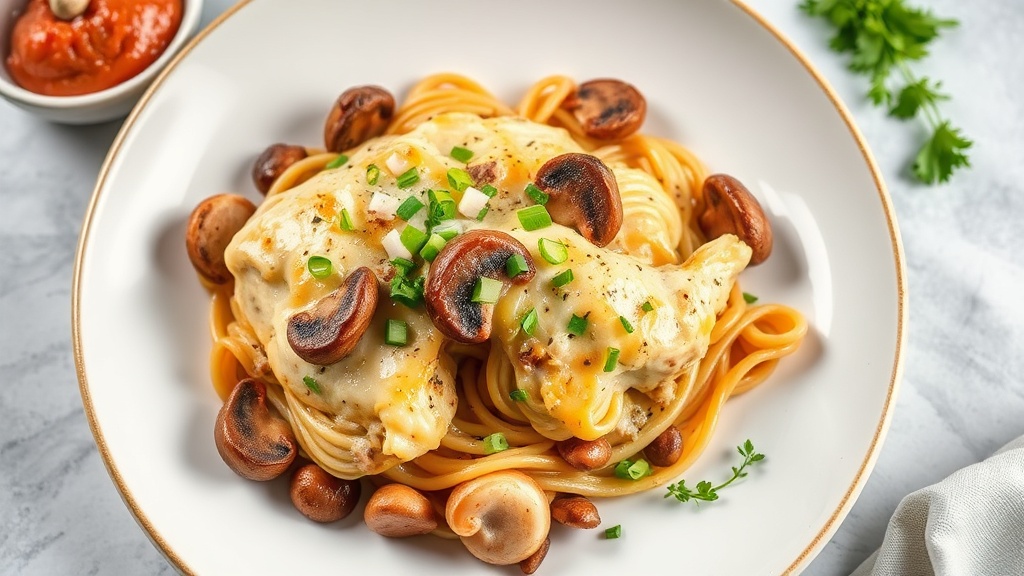 Cheesy Mushroom Chicken Bake