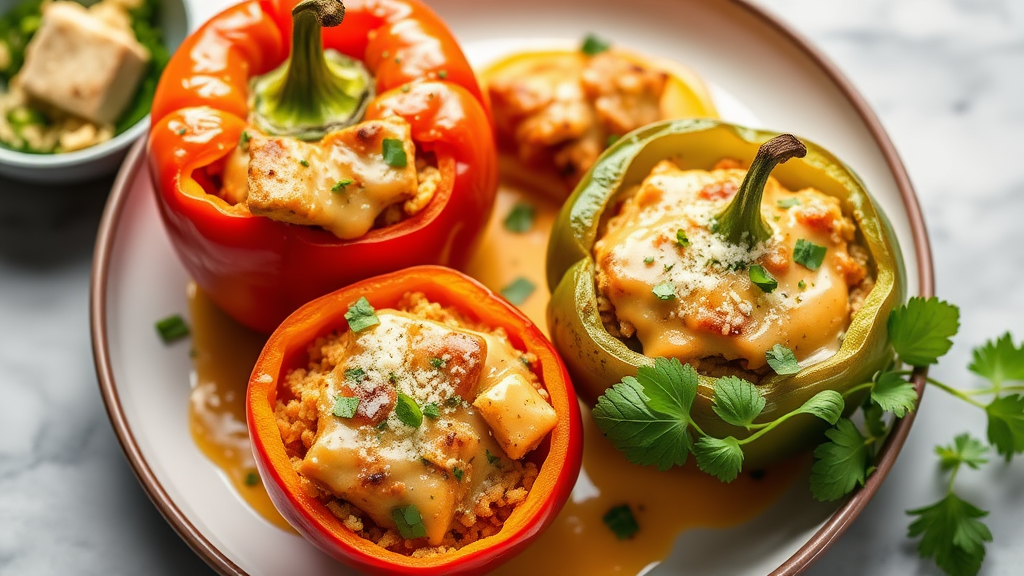 Cheesy Tofu Stuffed Bell Peppers