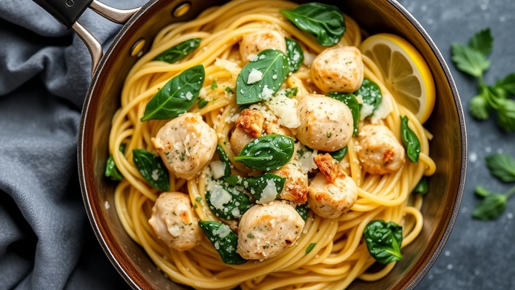 Chicken & Spinach Skillet Pasta with Lemon & Parmesan