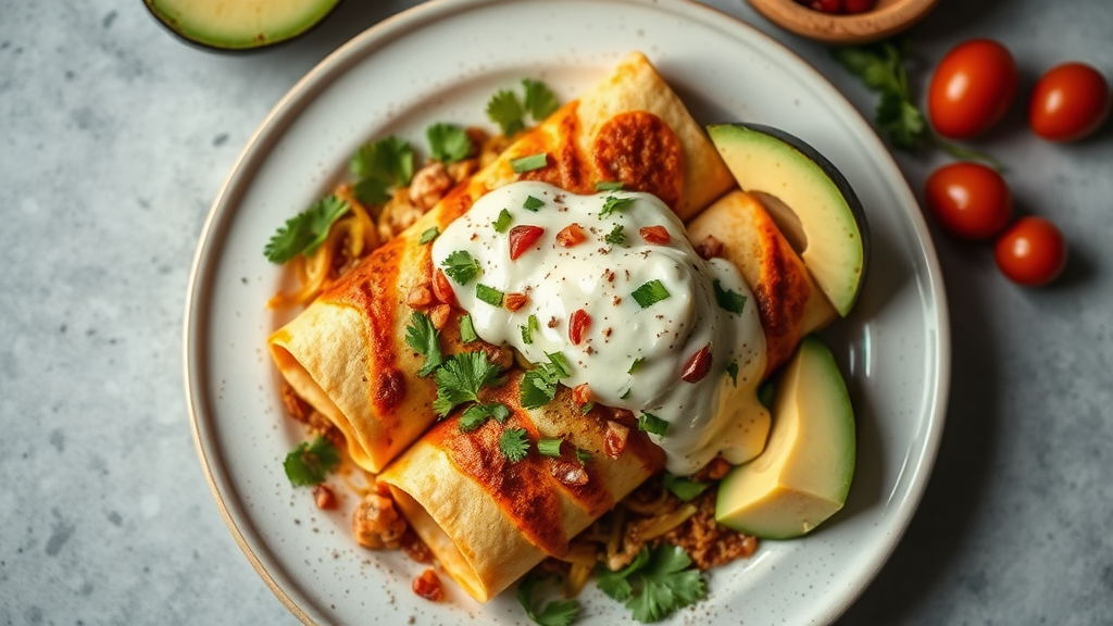 Chipotle Chicken Enchiladas with Avocado Cream Sauce