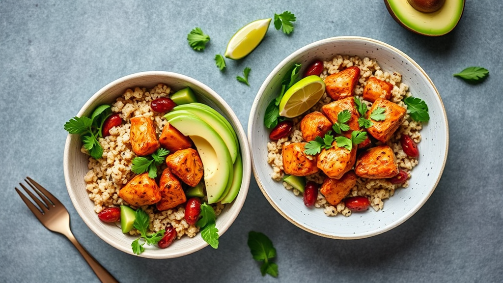 Chipotle Chicken Quinoa Bowls with Avocado-Lime Dressing