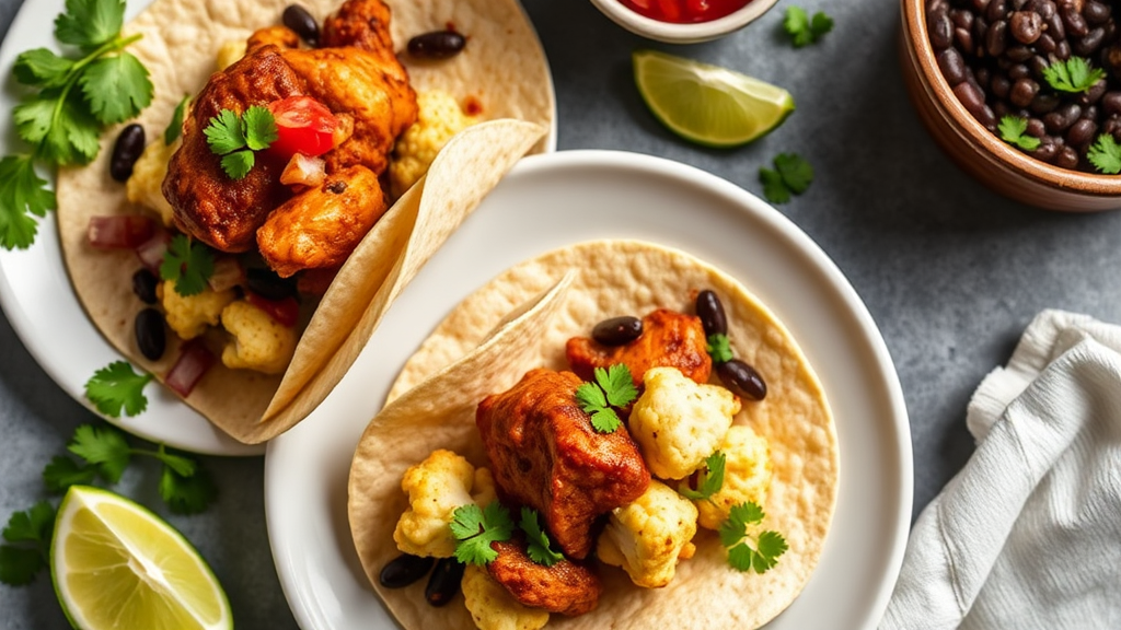 Chipotle Chicken Thigh Tacos with Cauliflower and Black Beans