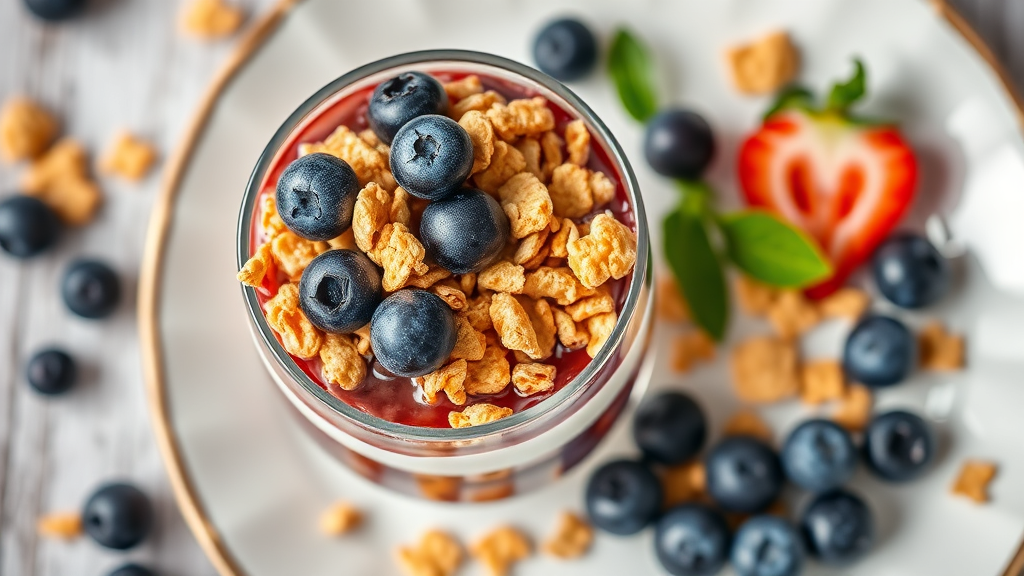 Chocolate Blueberry Cornflake Parfait