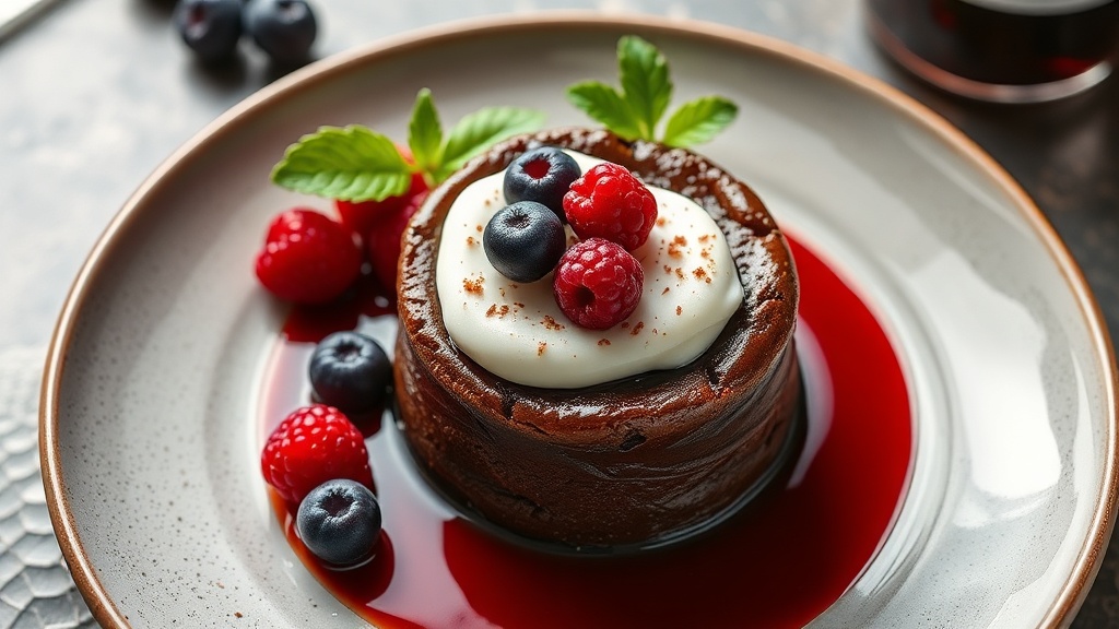Chocolate Fireberry Soufflé with Senpar Wine Reduction