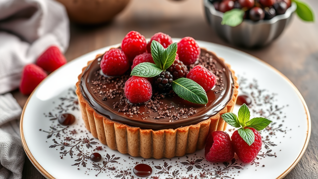 Chocolate, Raspberry and Amaretti Tart