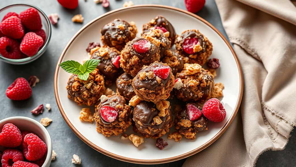 Chocolate Raspberry Cornflake Clusters