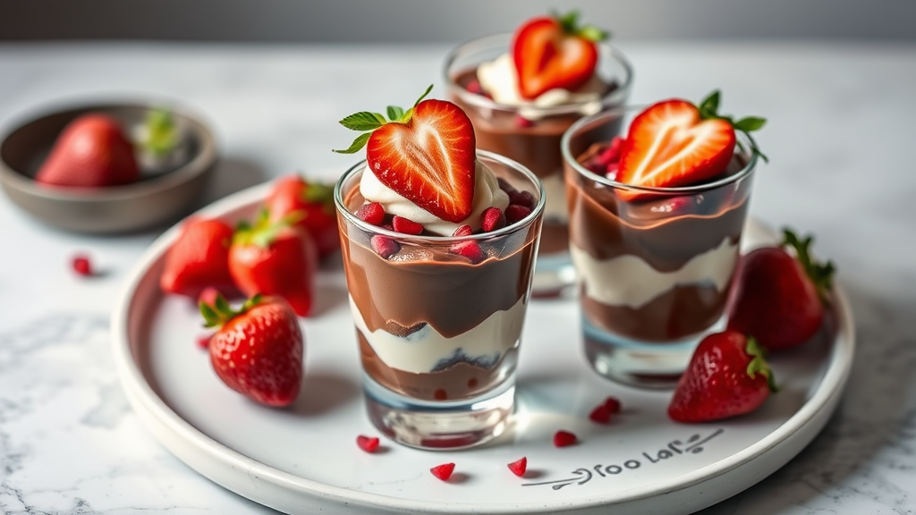 Chocolate Strawberry Heart Parfaits