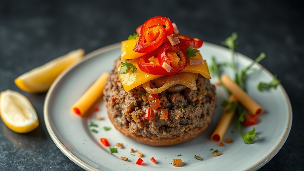 Chopped Hamburger with Union Ranch Seasoning and Hot Pepper Cheese