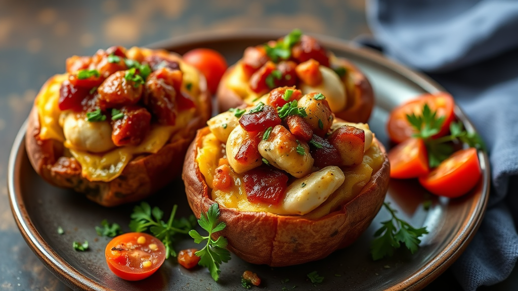 Chorizo and Chicken Stuffed Red Potatoes
