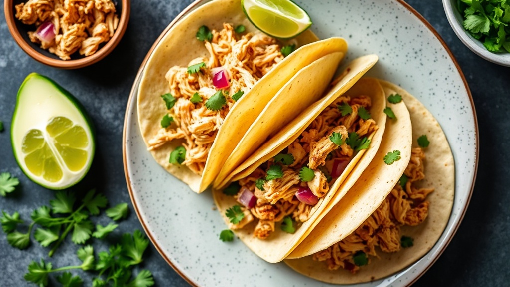 Cilantro Lime Shredded Chicken Tacos
