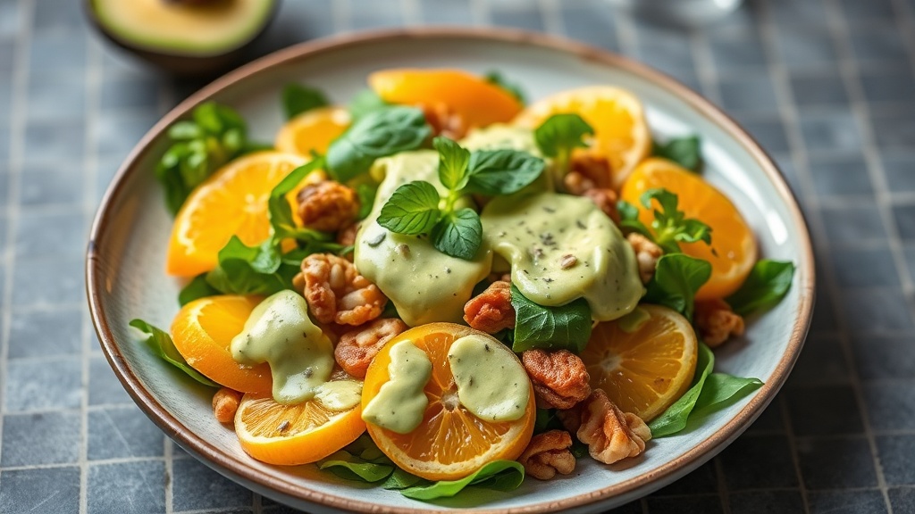 Citrus & Walnut Salad with Avocado Dressing