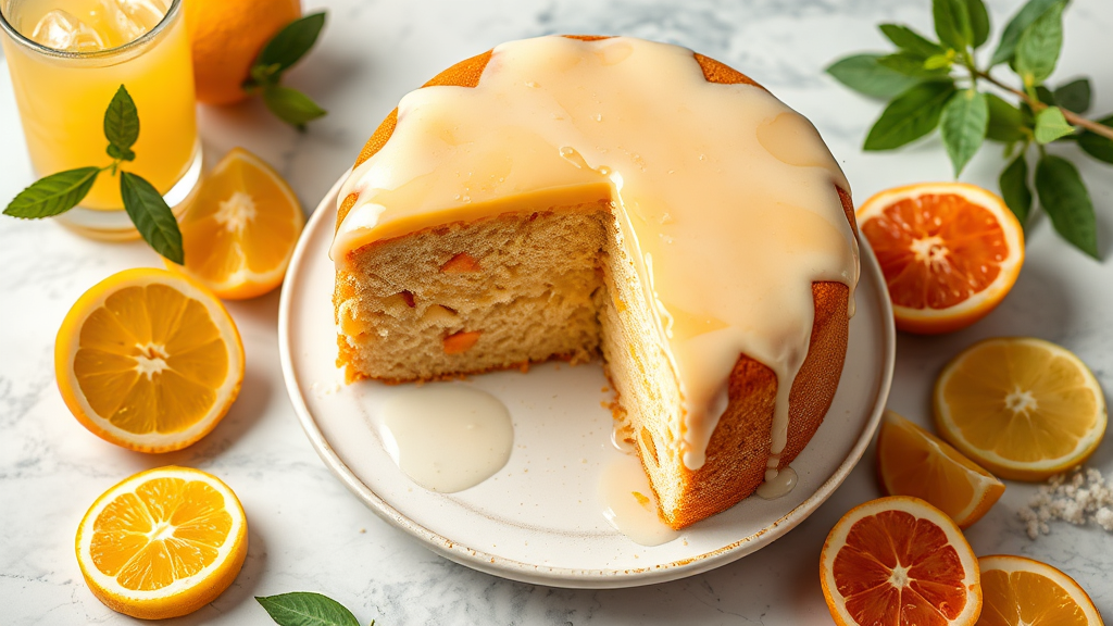 Citrus Soda Cake with Cola Glaze