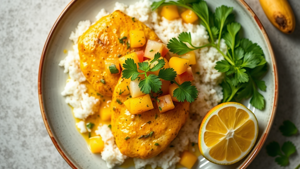 Coconut Curry Chicken with Mango Salsa