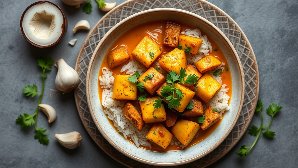 Coconut Jackfruit Curry with Garlic and Spring Onion