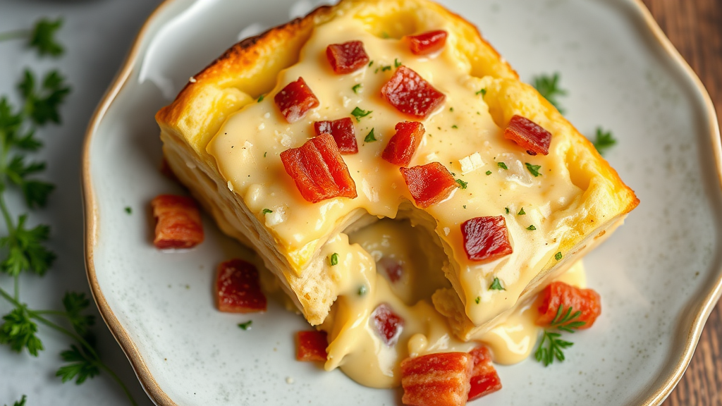 Creamy Bacon and Parmesan Bread Pudding