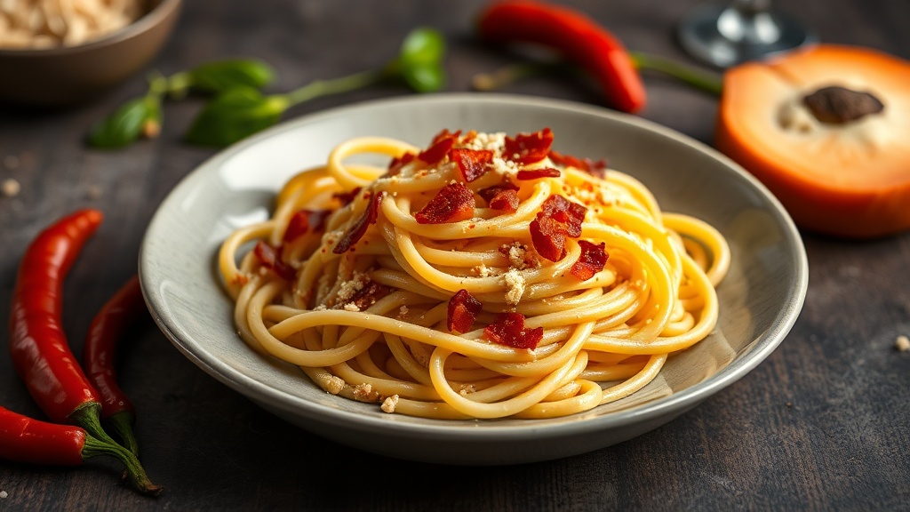 Creamy Bacon Pasta with Red Pepper Flakes