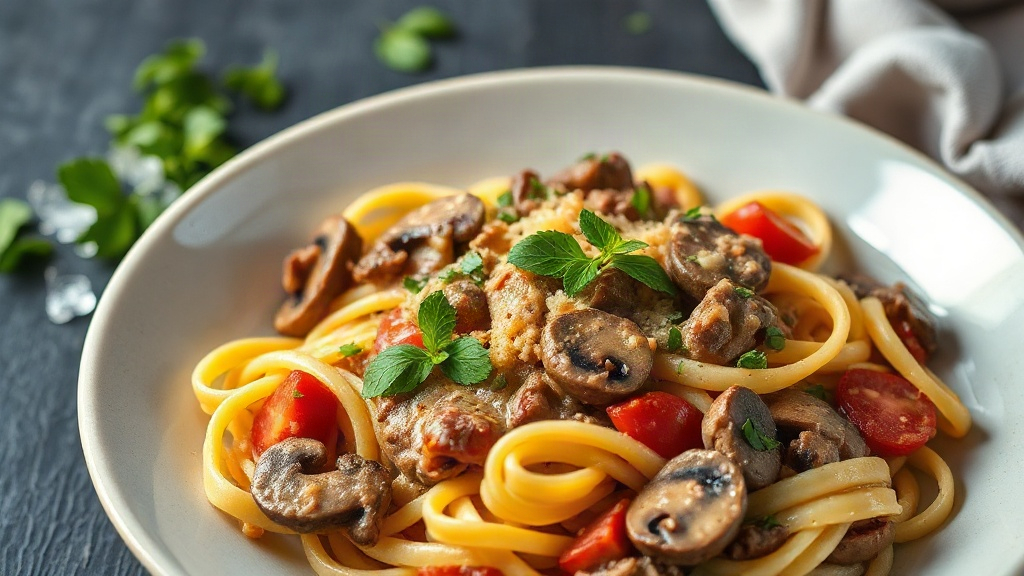 Creamy Beef and Mushroom Noodle Casserole