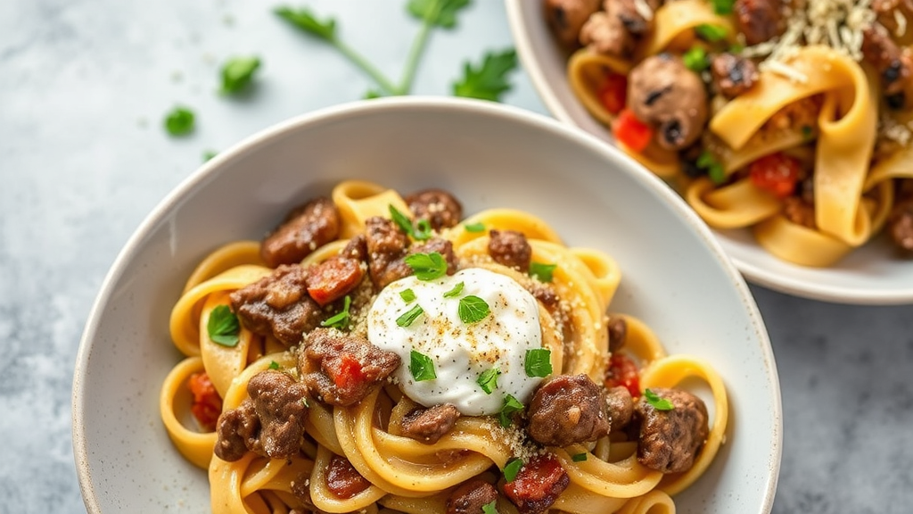 Creamy Beef and Mushroom Pasta Bake