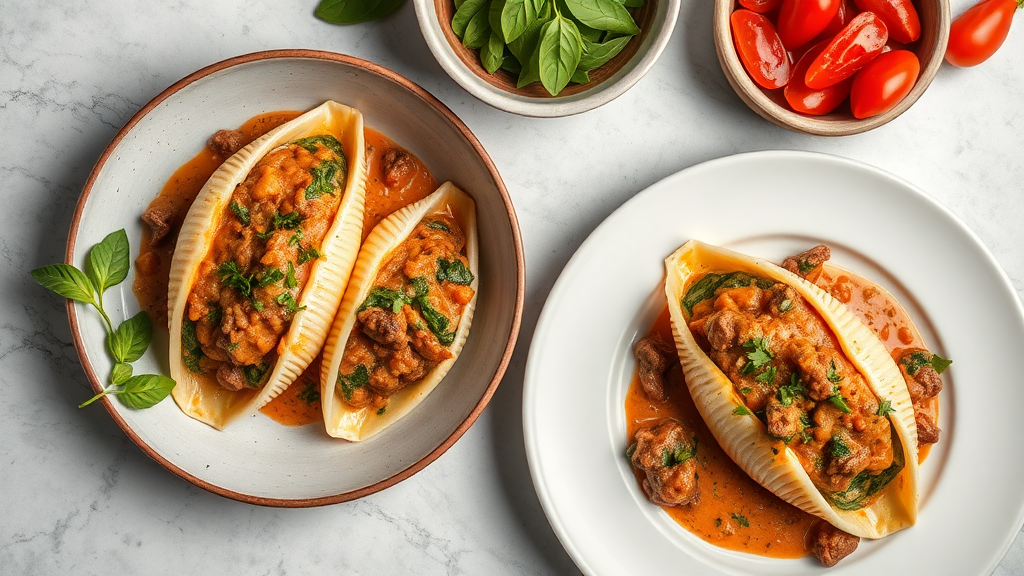 Creamy Beef and Spinach Stuffed Shells