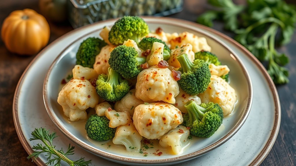 Creamy Broccoli and Cauliflower Bake