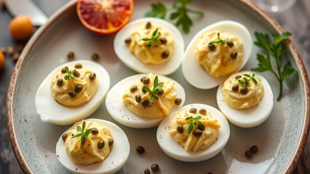 Creamy Capers and Shallot Deviled Eggs