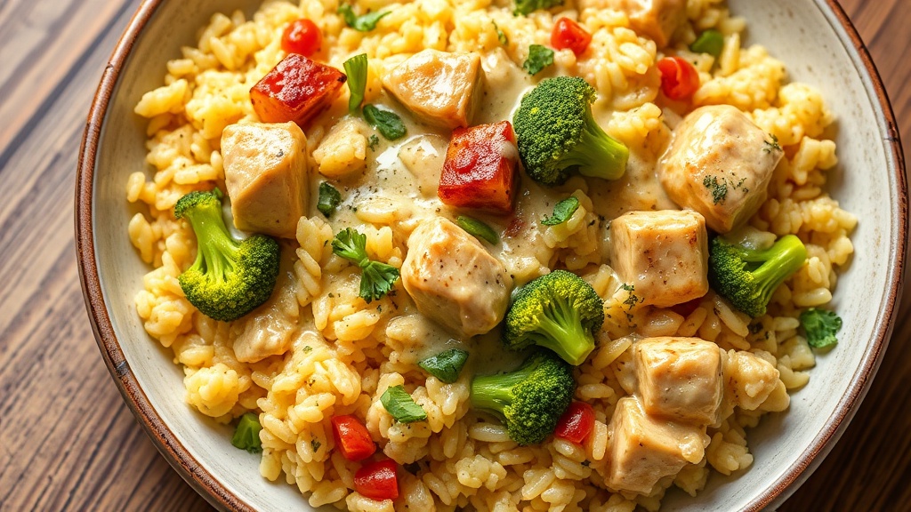 Creamy Chicken and Broccoli Rice Bake