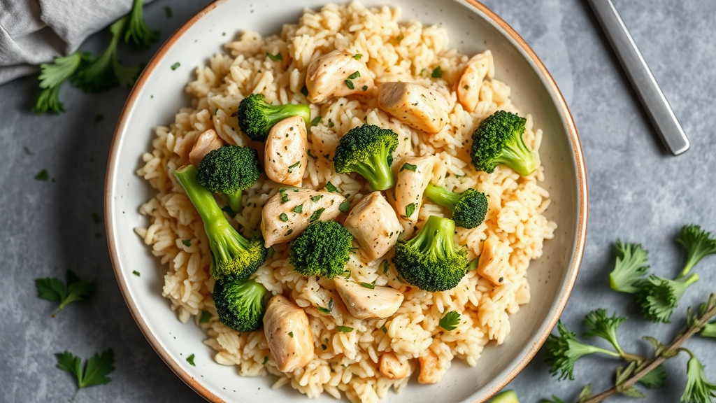 Creamy Chicken and Broccoli Rice Skillet