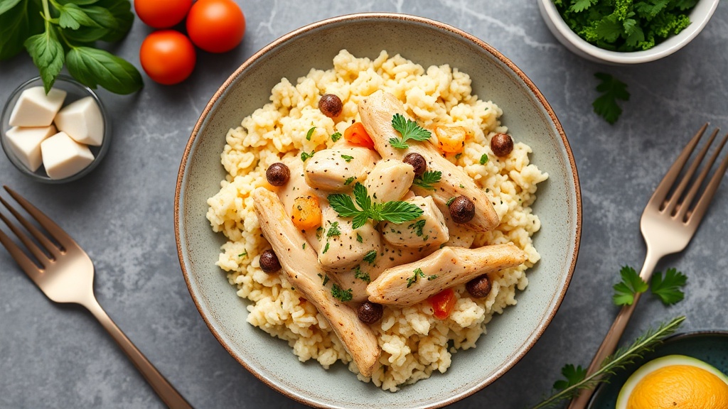 Creamy Chicken and Cauliflower Rice Bake