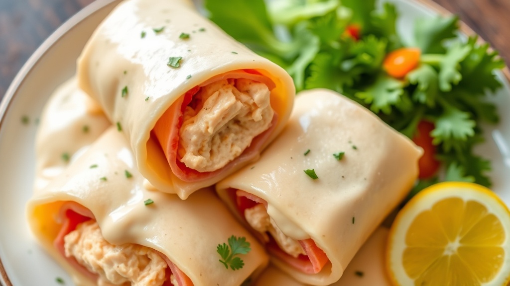 Creamy Chicken and Ham Roll-Ups