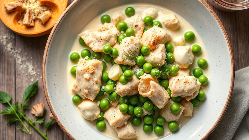 Creamy Chicken and Peas with Mozzarella and Parmesan
