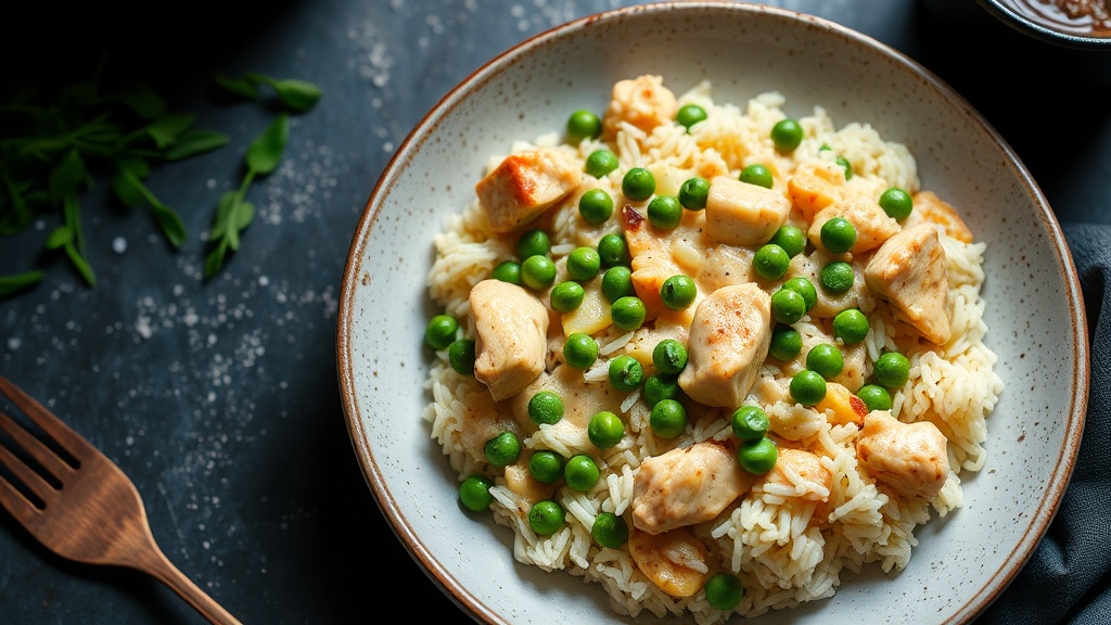 Creamy Chicken and Rice with Peas (Instant Pot)