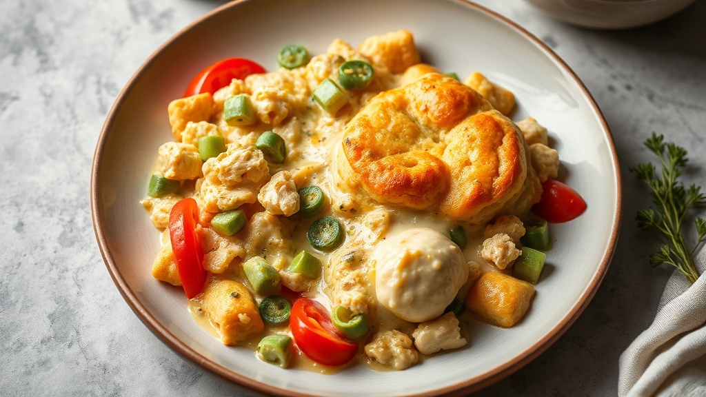 Creamy Chicken and Vegetable Biscuit Casserole