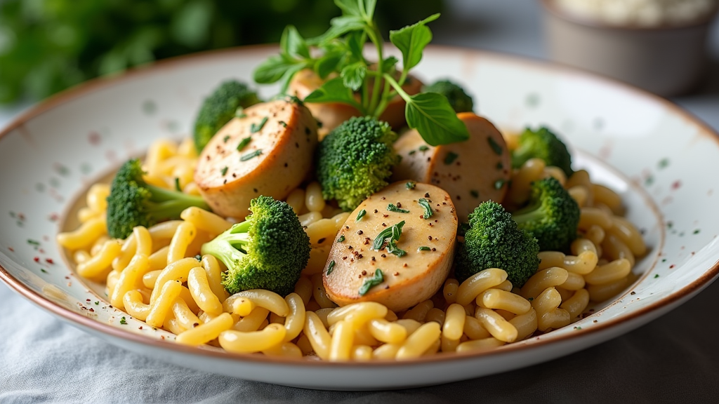 Creamy Chicken Broccoli Orzo Bake