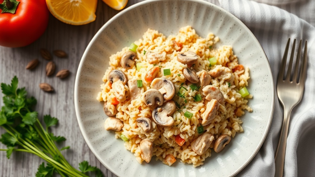 Creamy Chicken Mushroom Rice Casserole
