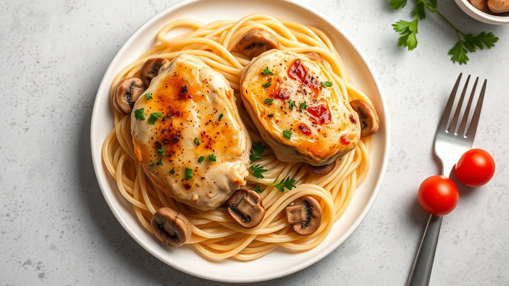 Creamy Chicken Thighs with Mushroom Pasta