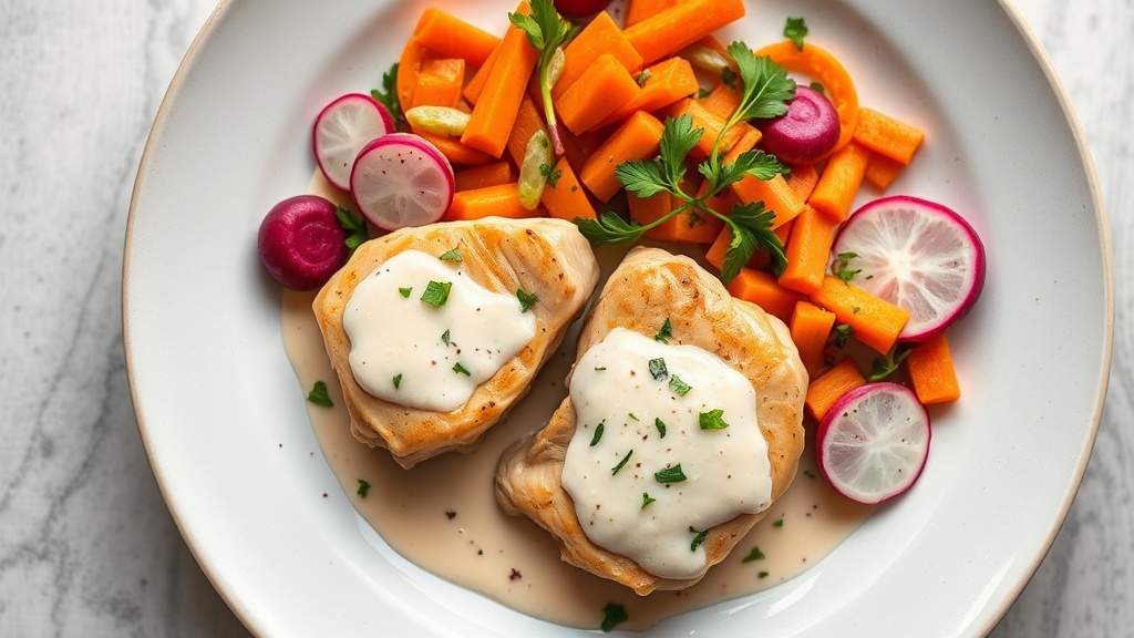 Creamy Chicken Thighs with Radish and Carrot Medley