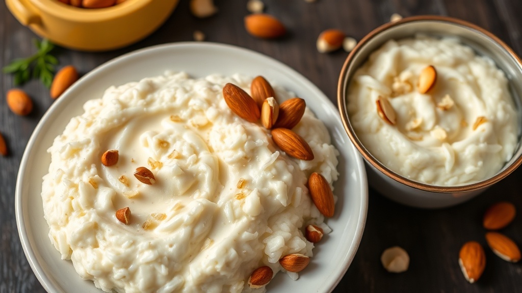 Creamy Coconut Rice Pudding with Cardamom and Almonds