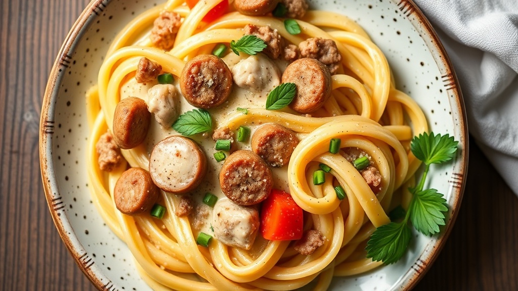 Creamy Dairy-Free Chicken and Sausage Pasta