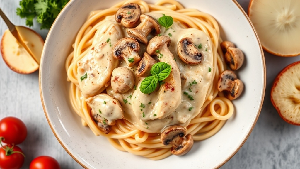 Creamy Garlic Chicken and Mushroom Pasta