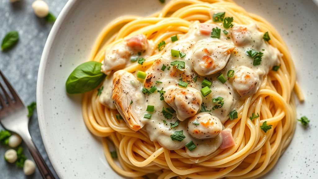 Creamy Garlic Chicken Spaghetti